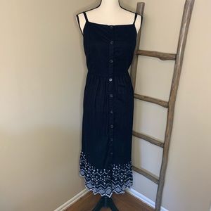 Black Maxi dress with white embroidered design